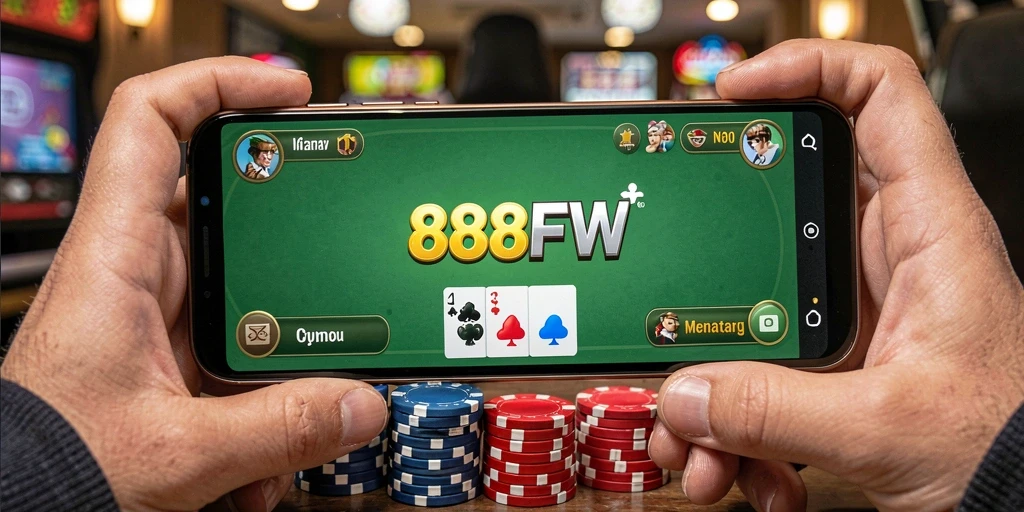 Tampilan gameplay seru saat bermain poker di 888FW.