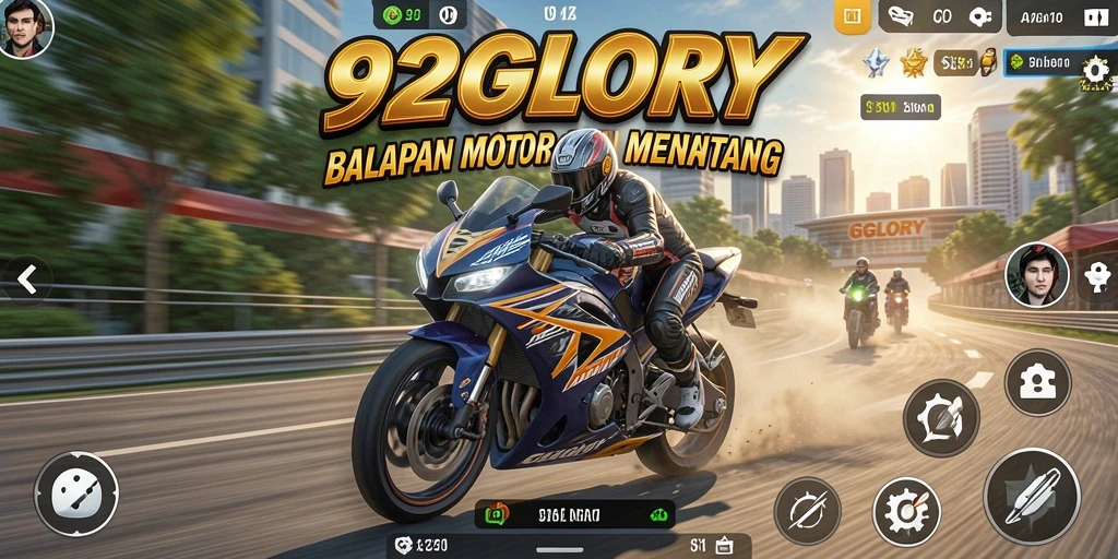 Gameplay balap motor yang mendebarkan di 92GLORY.
