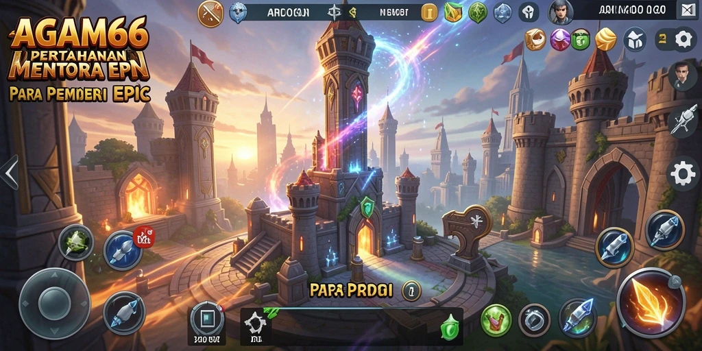 Tampilan gameplay AGAM66 yang mendebarkan dalam genre Tower Defense.