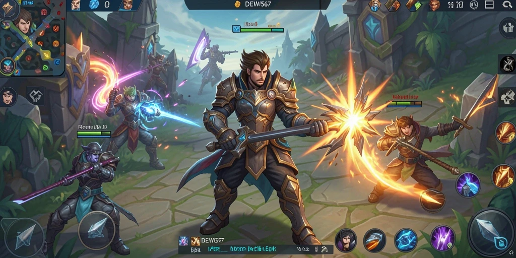 Screenshot gameplay DEWI567 menampilkan pertarungan seru di arena MOBA.