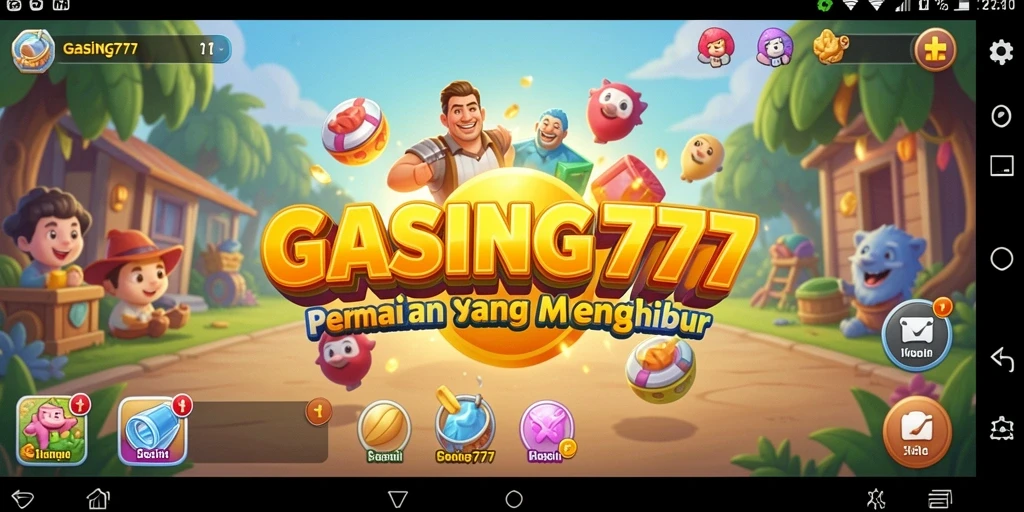 Tampilan gameplay GASING777 yang ceria dan mengasyikkan.