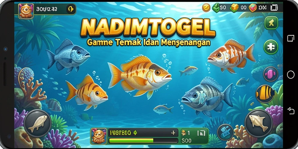 Tampilan seru dari gameplay NADIMTOGEL saat menembak ikan.