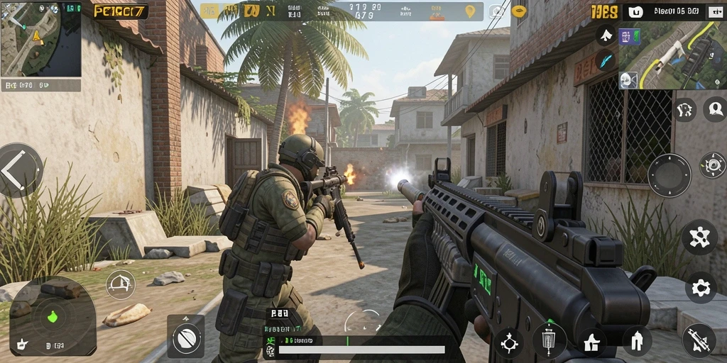 Tampilan menarik dari gameplay FPS yang intens dan menegangkan.